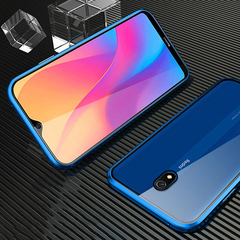 Funda Bumper Lujo Marco de Aluminio Espejo 360 Grados Carcasa M02 para Xiaomi Redmi 8A Azul