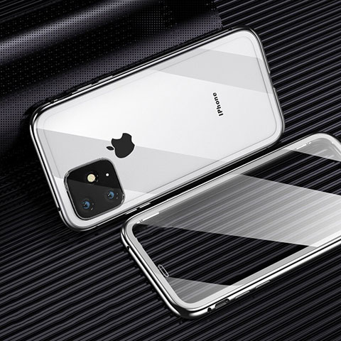 Funda Bumper Lujo Marco de Aluminio Espejo 360 Grados Carcasa M03 para Apple iPhone 11 Pro Blanco