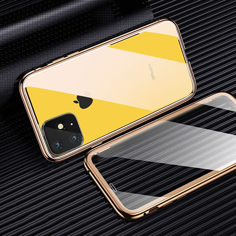 Funda Bumper Lujo Marco de Aluminio Espejo 360 Grados Carcasa M03 para Apple iPhone 11 Pro Max Amarillo