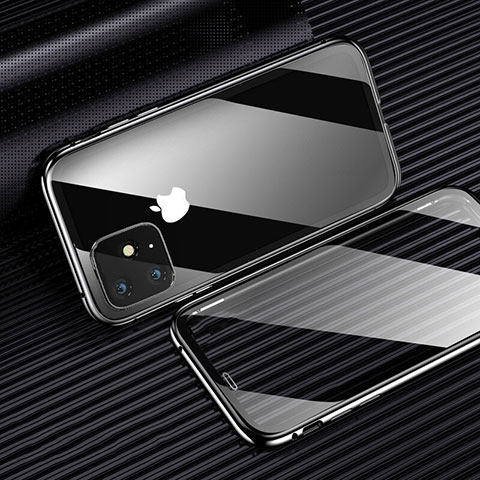 Funda Bumper Lujo Marco de Aluminio Espejo 360 Grados Carcasa M03 para Apple iPhone 11 Pro Max Negro