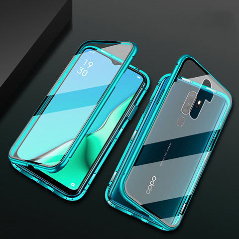 Funda Bumper Lujo Marco de Aluminio Espejo 360 Grados Carcasa M03 para Oppo A9 (2020) Verde