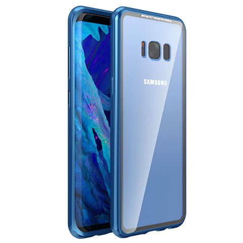 Funda Bumper Lujo Marco de Aluminio Espejo 360 Grados Carcasa M03 para Samsung Galaxy S8 Azul