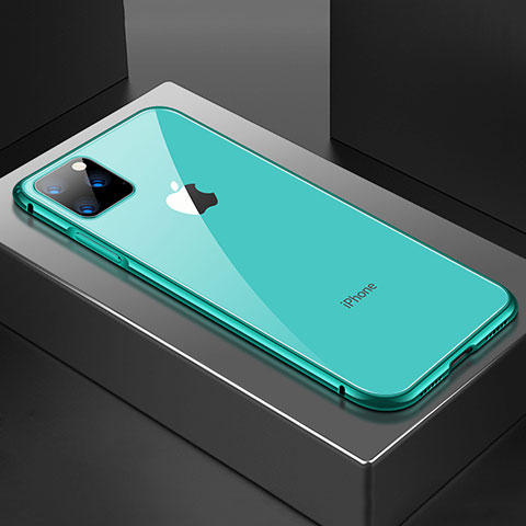 Funda Bumper Lujo Marco de Aluminio Espejo 360 Grados Carcasa M04 para Apple iPhone 11 Pro Max Verde