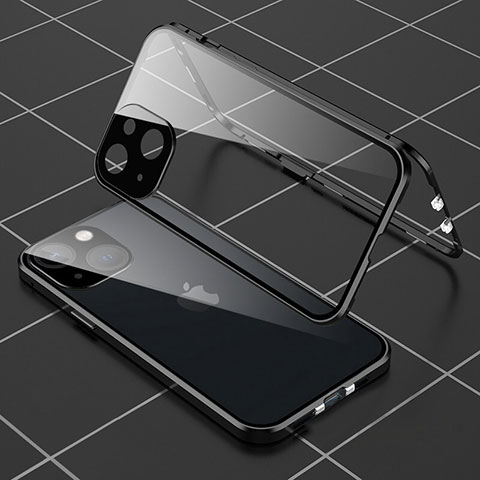 Funda Bumper Lujo Marco de Aluminio Espejo 360 Grados Carcasa M04 para Apple iPhone 13 Negro