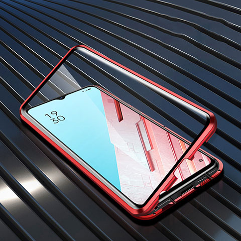 Funda Bumper Lujo Marco de Aluminio Espejo 360 Grados Carcasa M04 para Oppo Find X2 Lite Rojo