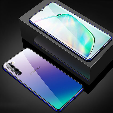 Funda Bumper Lujo Marco de Aluminio Espejo 360 Grados Carcasa M04 para Samsung Galaxy Note 10 Azul