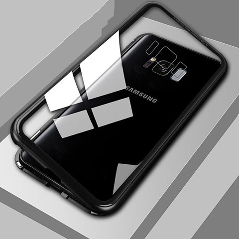 Funda Bumper Lujo Marco de Aluminio Espejo 360 Grados Carcasa M04 para Samsung Galaxy S8 Plus Negro