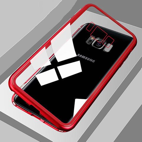 Funda Bumper Lujo Marco de Aluminio Espejo 360 Grados Carcasa M04 para Samsung Galaxy S8 Plus Rojo