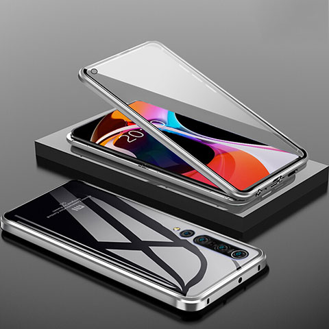 Funda Bumper Lujo Marco de Aluminio Espejo 360 Grados Carcasa M04 para Xiaomi Mi 10 Negro