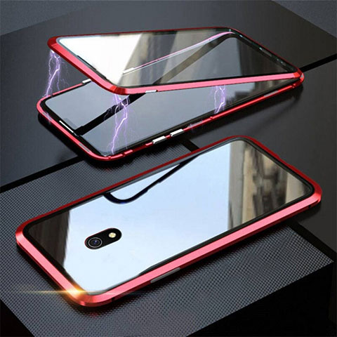 Funda Bumper Lujo Marco de Aluminio Espejo 360 Grados Carcasa M04 para Xiaomi Redmi 8A Rojo