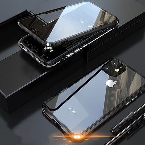 Funda Bumper Lujo Marco de Aluminio Espejo 360 Grados Carcasa M05 para Apple iPhone 11 Pro Negro