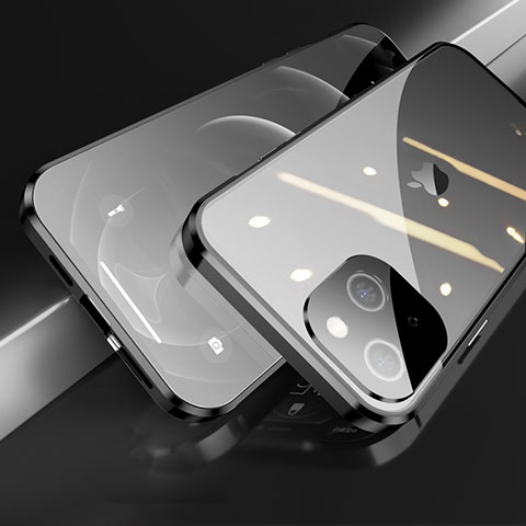 Funda Bumper Lujo Marco de Aluminio Espejo 360 Grados Carcasa M05 para Apple iPhone 13 Negro