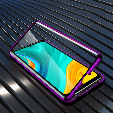 Funda Bumper Lujo Marco de Aluminio Espejo 360 Grados Carcasa M05 para Huawei Enjoy 10e Morado