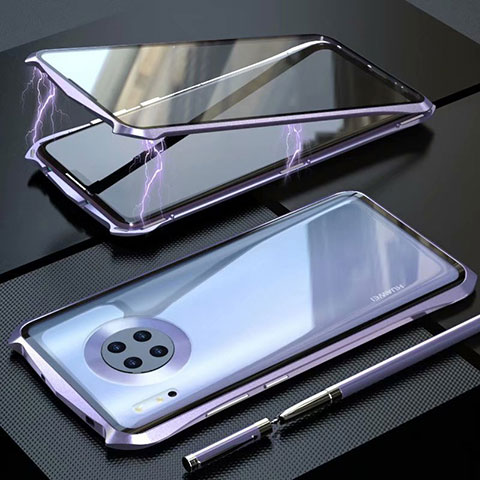 Funda Bumper Lujo Marco de Aluminio Espejo 360 Grados Carcasa M06 para Huawei Mate 30 Pro 5G Morado