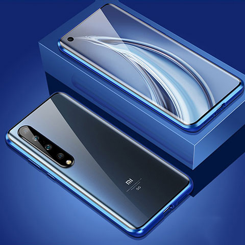 Funda Bumper Lujo Marco de Aluminio Espejo 360 Grados Carcasa M06 para Xiaomi Mi 10 Azul