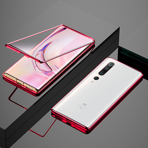 Funda Bumper Lujo Marco de Aluminio Espejo 360 Grados Carcasa M07 para Xiaomi Mi 10 Pro Rojo