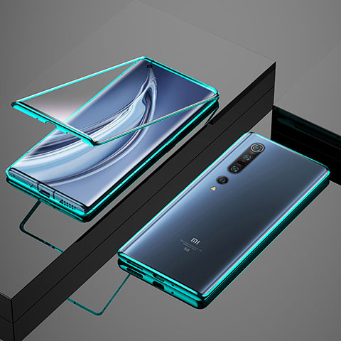 Funda Bumper Lujo Marco de Aluminio Espejo 360 Grados Carcasa M07 para Xiaomi Mi 10 Pro Verde