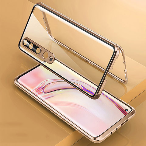 Funda Bumper Lujo Marco de Aluminio Espejo 360 Grados Carcasa M09 para Xiaomi Mi 10 Oro