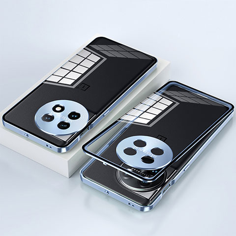 Funda Bumper Lujo Marco de Aluminio Espejo 360 Grados Carcasa P01 para OnePlus Ace 2 Pro 5G Azul