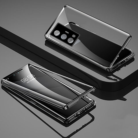 Funda Bumper Lujo Marco de Aluminio Espejo 360 Grados Carcasa P01 para Vivo X70 Pro 5G Negro