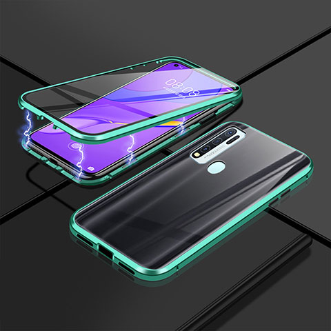 Funda Bumper Lujo Marco de Aluminio Espejo 360 Grados Carcasa P01 para Vivo Y50 Verde