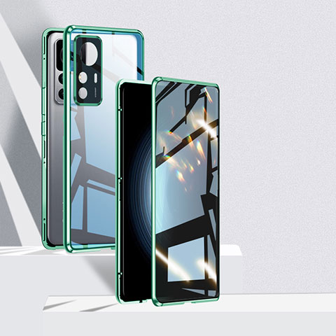 Funda Bumper Lujo Marco de Aluminio Espejo 360 Grados Carcasa P01 para Xiaomi Mi 12T 5G Verde