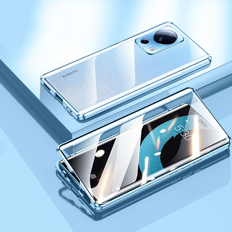 Funda Bumper Lujo Marco de Aluminio Espejo 360 Grados Carcasa P01 para Xiaomi Mi 13 Lite 5G Azul
