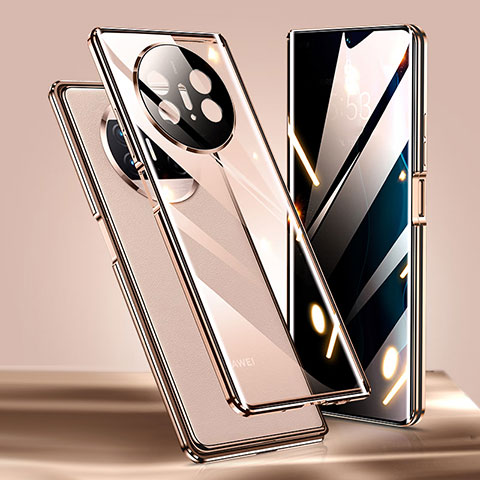 Funda Bumper Lujo Marco de Aluminio Espejo 360 Grados Carcasa P02 para Xiaomi  Redmi Note 12 Pro+ Plus 5G Negro