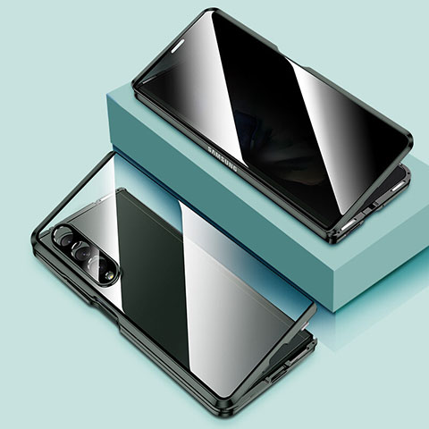 Funda Bumper Lujo Marco de Aluminio Espejo 360 Grados Carcasa P02 para Samsung Galaxy Z Fold3 5G Verde