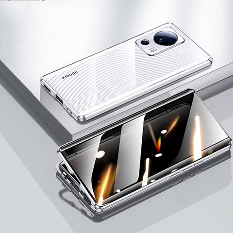 Funda Bumper Lujo Marco de Aluminio Espejo 360 Grados Carcasa P02 para Xiaomi Mi 13 Lite 5G Plata