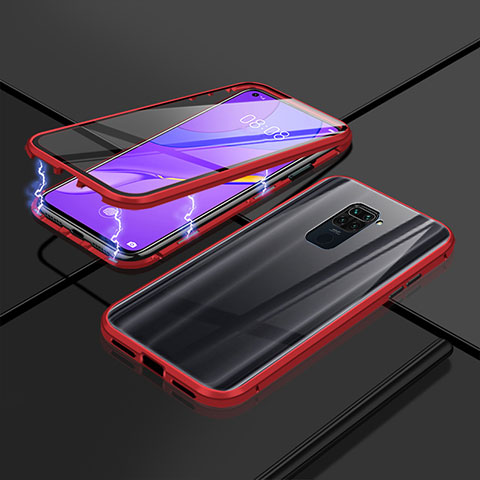 Funda Bumper Lujo Marco de Aluminio Espejo 360 Grados Carcasa P02 para Xiaomi Redmi 10X 5G Rojo