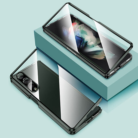 Funda Bumper Lujo Marco de Aluminio Espejo 360 Grados Carcasa P03 para Samsung Galaxy Z Fold3 5G Verde