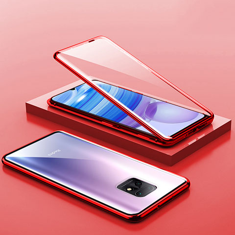 Funda Bumper Lujo Marco de Aluminio Espejo 360 Grados Carcasa P03 para Xiaomi Redmi 10X 5G Rojo