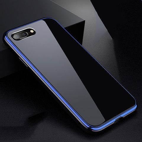 Funda Bumper Lujo Marco de Aluminio Espejo 360 Grados Carcasa para Apple iPhone 8 Plus Azul