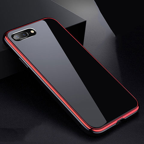Funda Bumper Lujo Marco de Aluminio Espejo 360 Grados Carcasa para Apple iPhone 8 Plus Rojo