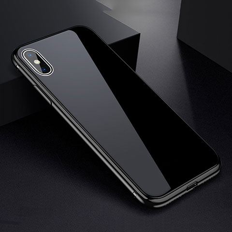 Funda Bumper Lujo Marco de Aluminio Espejo 360 Grados Carcasa para Apple iPhone Xs Max Negro
