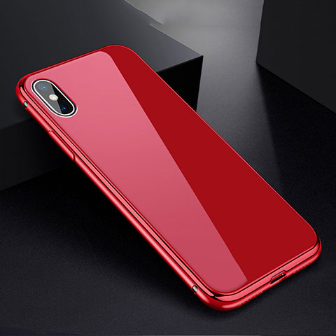 Funda Bumper Lujo Marco de Aluminio Espejo 360 Grados Carcasa para Apple iPhone Xs Rojo