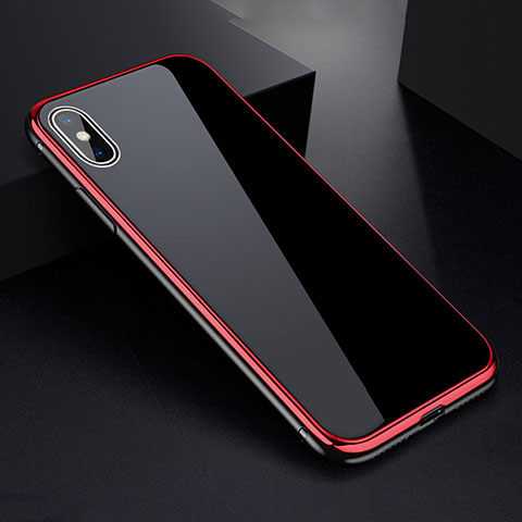 Funda Bumper Lujo Marco de Aluminio Espejo 360 Grados Carcasa para Apple iPhone Xs Rojo y Negro