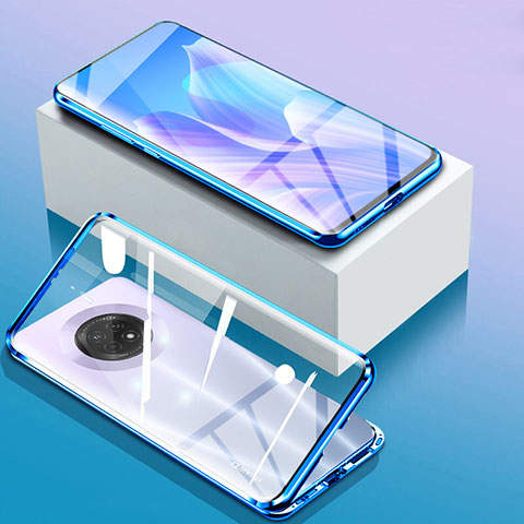 Funda Bumper Lujo Marco de Aluminio Espejo 360 Grados Carcasa para Huawei Enjoy 20 Plus 5G Azul