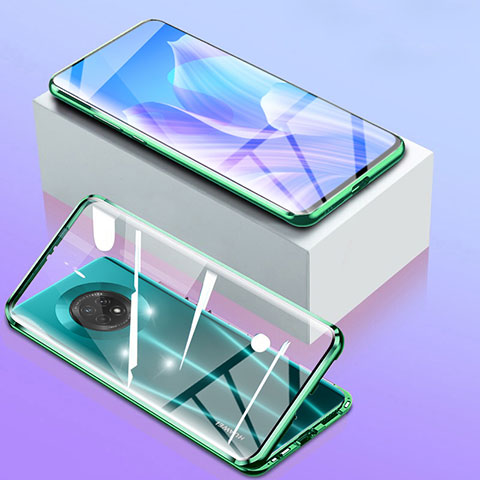 Funda Bumper Lujo Marco de Aluminio Espejo 360 Grados Carcasa para Huawei Enjoy 20 Plus 5G Verde