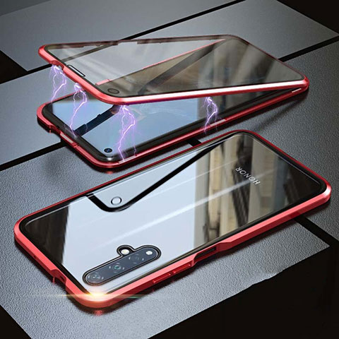 Funda Bumper Lujo Marco de Aluminio Espejo 360 Grados Carcasa para Huawei Honor 20 Rojo