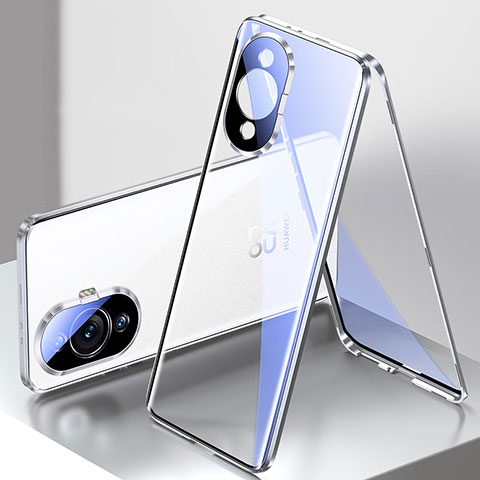 Funda Bumper Lujo Marco de Aluminio Espejo 360 Grados Carcasa para Huawei Nova 11 Pro Plata