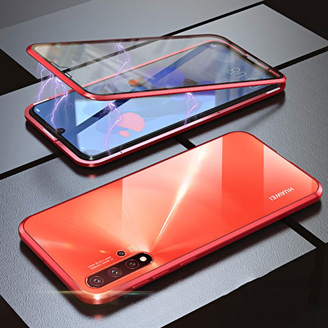Funda Bumper Lujo Marco de Aluminio Espejo 360 Grados Carcasa para Huawei Nova 5 Pro Rojo