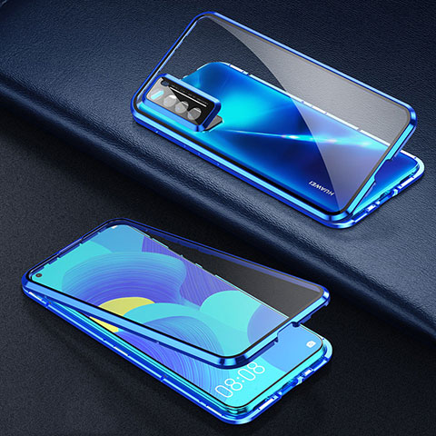 Funda Bumper Lujo Marco de Aluminio Espejo 360 Grados Carcasa para Huawei Nova 7 5G Azul