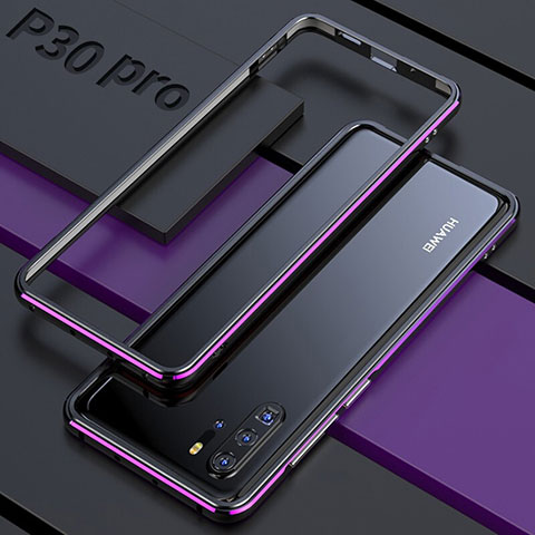 Funda Bumper Lujo Marco de Aluminio Espejo 360 Grados Carcasa para Huawei P30 Pro New Edition Morado