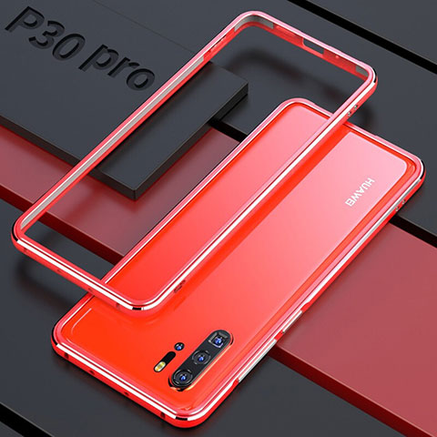 Funda Bumper Lujo Marco de Aluminio Espejo 360 Grados Carcasa para Huawei P30 Pro Rojo