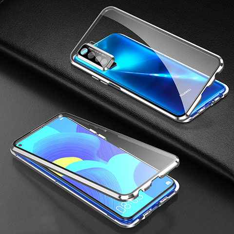 Funda Bumper Lujo Marco de Aluminio Espejo 360 Grados Carcasa para Huawei P40 Lite 5G Plata