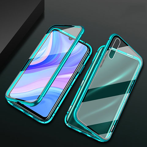 Funda Bumper Lujo Marco de Aluminio Espejo 360 Grados Carcasa para Huawei Y8p Verde