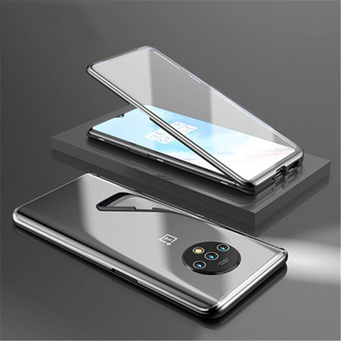 Funda Bumper Lujo Marco de Aluminio Espejo 360 Grados Carcasa para OnePlus 7T Negro