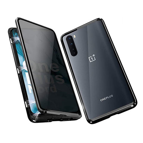 Funda Bumper Lujo Marco de Aluminio Espejo 360 Grados Carcasa para OnePlus Nord Negro